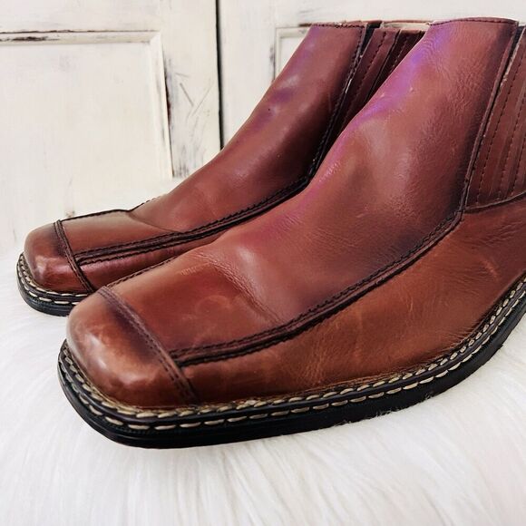 Stacy Adams Brown Leather Square Toe Ankle Dress Chelsea Boots Mens Size 13M - Picture 2 of 8